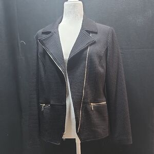Chico's Textured Black Blazer with Silver Accents